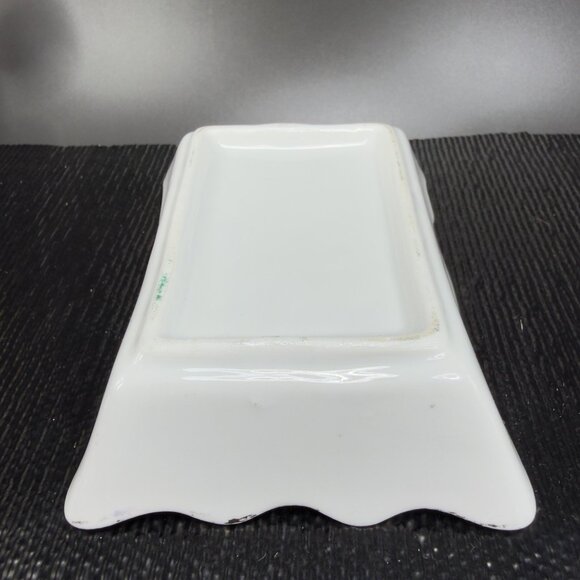 Antique Persian Fine Porcelain Ceramic Rectangular Dish Tray Plate Raised Paint - Picture 8 of 11